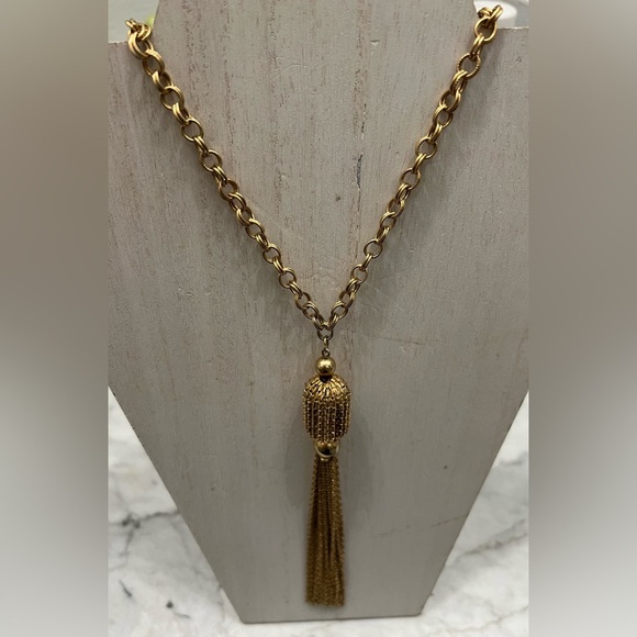 Elegant Gold over Metal Chain Necklace with Tassel - Picture 1 of 2